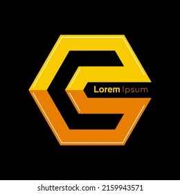 Abstract vector logo design template. Symbol of the letter c in the form of hexagon.