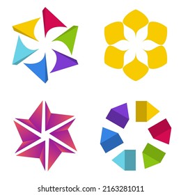 Abstract vector logo design template. Symbols of rotation, fan, pinwheel.