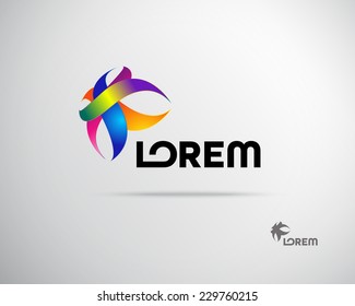 Abstract Vector Logo Design Template. Creative Colorful Wavy Concept Icon