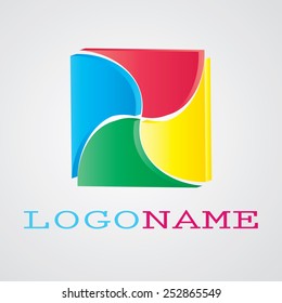 Abstract Vector Logo Design Template. Business Technology Rectangle  Icon.