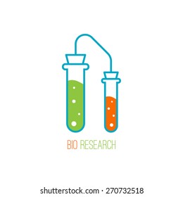 Abstract vector logo design template. Bio studies, chemical laboratory, scientific research. 
