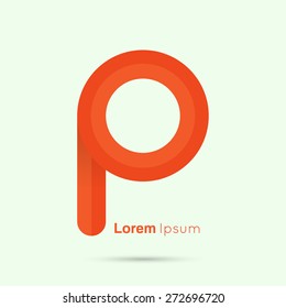 Abstract vector logo design template. letter p, orange, red