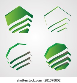  Abstract Vector Logo Design Template. Business Technology Geometric Shape Icon .