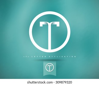 Abstract Vector Logo Design Template. Creative Concept Round Icon. Letter T Stylization 