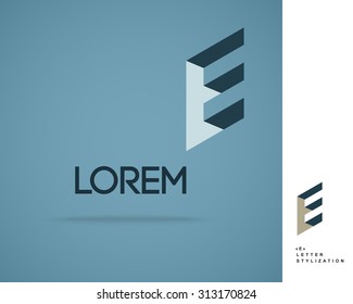 Abstract Vector Logo Design Template. Creative 3d Concept Icon. Letter E Stylization 