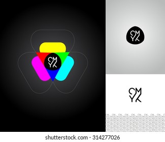 Abstract Vector Logo Design Template. Creative Concept Icon on Black, Gray and White Backgrounds. 