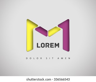 Abstract Vector Logo Design Template. Creative Color Concept Icon. Letter M Stylization 