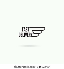 Abstract vector logo design template. Fast delivery with the wing. 