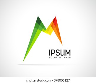 Abstract Vector Logo Design Template. Creative Color Concept Icon. Letter M Stylization 