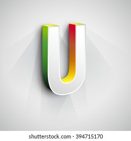 Abstract Vector Logo Design Template. Creative 3d Concept Icon. Letter U Stylization 