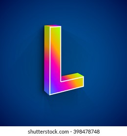 Abstract Vector Logo Design Template. Creative 3d Concept Icon. Colorful Letter L Stylization on Blue Background