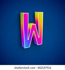 Abstract Vector Logo Design Template. Creative 3d Concept Icon. Colorful Letter W Stylization on Blue Background