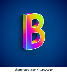 Abstract Vector Logo Design Template. Creative 3d Concept Icon. Colorful Letter B Stylization on Blue Background