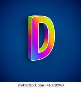 Abstract Vector Logo Design Template. Creative 3d Concept Icon. Colorful Letter D Stylization on Blue Background