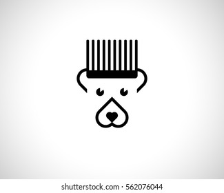 Abstract Vector Logo Design Template. Emblem from Black Lines. Monochrome Striped Logotype. Creative Animal Concept Icon