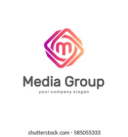 Abstract Vector Logo Design Template. Media Group. Multimedia Logo.