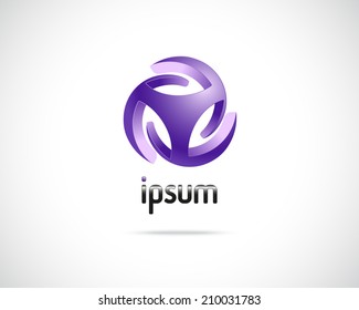 Abstract Vector Logo. Element Design Template. Creative Round Symbol. Purple Concept Icon