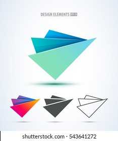 Abstract vector logo elements set in origami paper style. Can be used as an application icon.