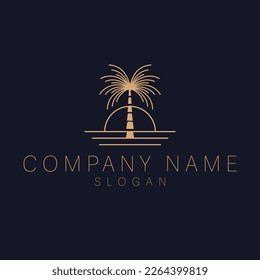 Abstract vector logo featuring a palm tree, symbolizing summer, vacation, and relaxation. Perfect for vacation rentals, travel services, tropical spas, and beauty studios.