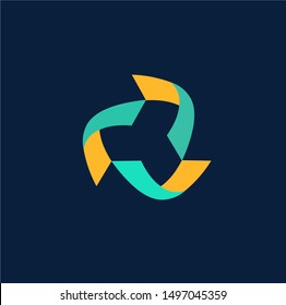 Abstract vector logo. Green and yellow abstract leaves