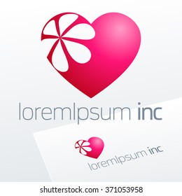 Abstract vector logo with heart. Emblem for Fashion, Cosmetics