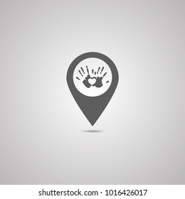 Abstract vector logo heart in a hand. Stylized line icon.