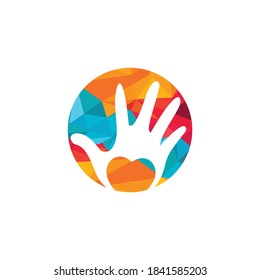Abstract vector logo heart in a hand. Charity logo concept.