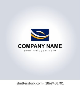 Símbolo abstracto del logotipo vectorial icono Nombre de la compañía y eslogan. Diseñar plantilla de logotipo con forma dinámica para su marca. Conceptos de logotipo creativo con símbolo Icon. Nombre comercial con Tagline 