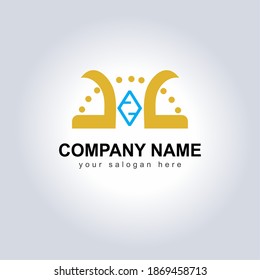Abstract vector logo icon Company Name and Slogan. Design Dynamic Shaped logo Template for your brand. Creative logo concepts with Icon symbol. Business name with Tagline 