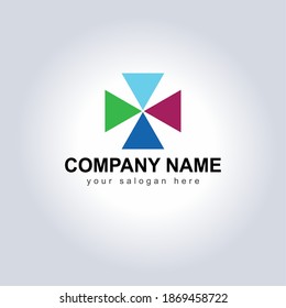 Abstract vector logo icon Company Name and Slogan. Design Dynamic Shaped logo Template for your brand. Creative logo concepts with Icon symbol. Business name with Tagline 