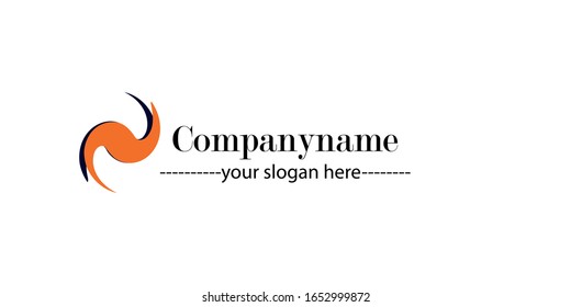 Abstract vector logo icon dark blue and orange twist illustration