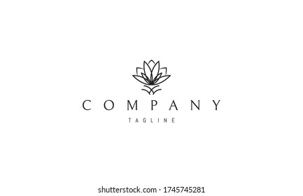Abstract vector logo image of a beautiful flower in linear style.