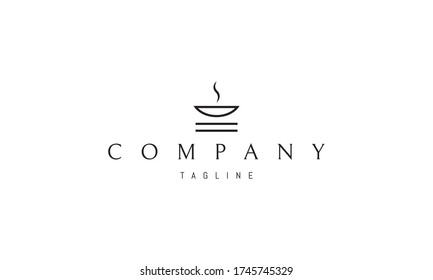Abstract vector logo image of a minimalistic cup of coffee on a stand.