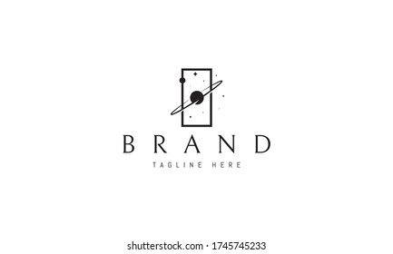 Abstract vector logo image of space in a rectangle.