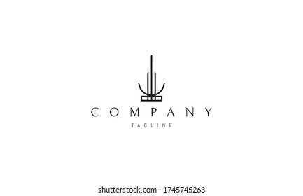 Abstract vector logo image of a tall tower with an inverted moon at the base.