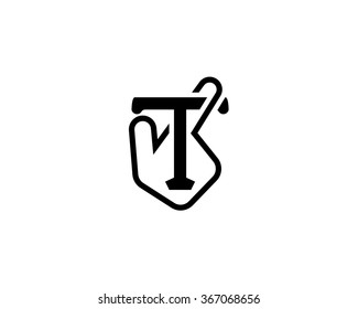 Abstract vector logo into flat style. Touching Technology.