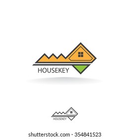 Abstract vector logo a key from the house.