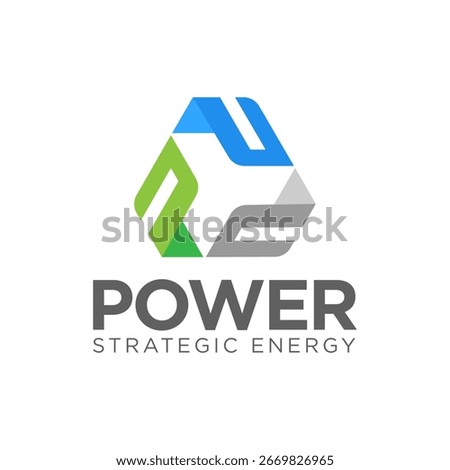 Abstract vector logo of letter P with recycle shape for energy, power, eco, green, sustainable business design and modern corporate branding identity.
