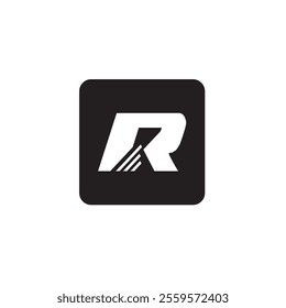 Abstract vector logo of letter R. For apparel, clothing, statistics, financial, racing, or surfing brands.