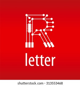 Abstract vector logo letter R in the form of a chip