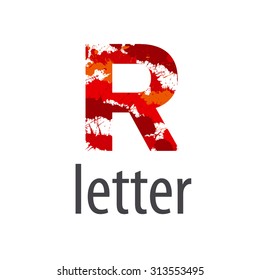 Abstract vector logo letter R made of colorful splash