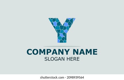 Abstract vector logo letter s with blue stones in gray background . modern logo design template.