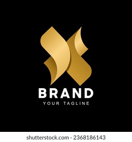letra del logotipo del vector abstracto x, jr, s, f, color de oro