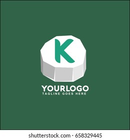 Abstract vector logo  made of stones. Letter K