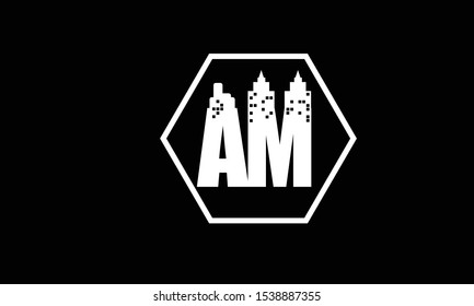 AM abstract vector logo monogram template