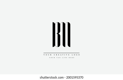 abstract vector logo monogram template BM MB B M