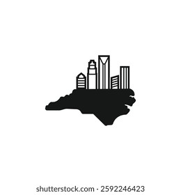 abstract vector logo of north Carolina map building or skyline