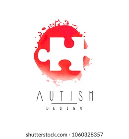 Abstract vector logo with puzzle. Symbol of Down Syndrome. Autism Awareness Day. Design for invitation, medical center or charitable organization
