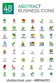 Abstract vector logo set, collection of modern geometric business icons, flowing lines design