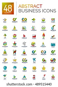 Abstract vector logo set, collection of modern geometric business icons, flowing lines design